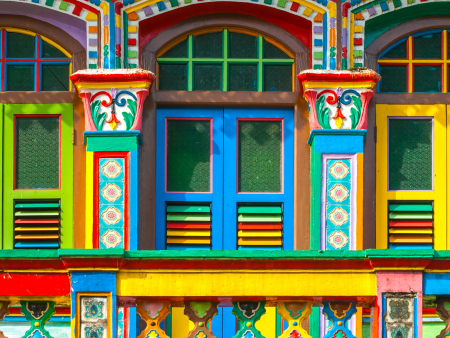 Colourful Chinatown house fronts
